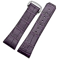 Genuine Leather Watch Strap for Omega Constellation Double Eagle Series Men Women 17mm 23mm Watchband (Color : Purple, Size : 23mm Silver Clasp)