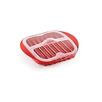 Lekue Microwave Bacon Maker/Cooker with Lid, Red, 11.02