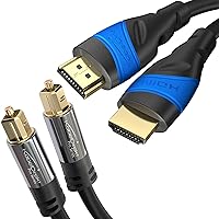KabelDirekt – TOSLINK Cable – 3ft – Optical Audio Cable/Fiber Optic Cable/SPDIF Cord + HDMI Cable 8K/4K – 3ft – with A.I.S Shielding, Supports All HDMI Devices Like PS5, Xbox, Switch