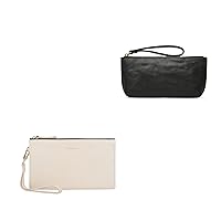 DORIS&JACKY Goatskin Leather Wristlet Clutch Wallet Cute Small Pouch Bag With Strap (3-Off white)