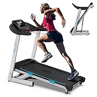 15 Incline Treadmills 350lb Weight Capacity 3.5 HP, Foldable Smart Treadmill Work with ZWIFT KINOMAP WELLFIT, 95% Assembled|Heart Rate Monitor|Music Player|Online Coaching, Upgraded Treadmill for Home