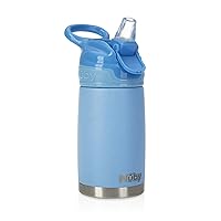 Nuby Thirsty Kids No Spill Flip-It Reflex Stainless Steel Travel Cup or Water Bottle - 10 Oz - 18+ Months - Blue