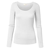 NE PEOPLE Women's Ribbed Round Neck Long Sleeve Slim Fit Sweater Top