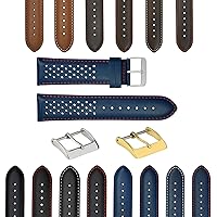 Perforated Leather Rally Watch Strap Band-Quick Release 18-19-20-21-22-23-24mm