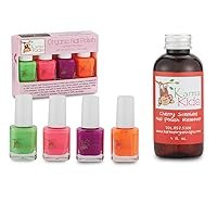 Karma Organic Natural kids nail polish remover Cherry Scented with Kids Box Set Clean Beauty, Vegan, Cruelty Free, Acetone free – Nails Strengthener for Fingernails – 4 fl. Oz.