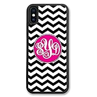 iPhone X XS Compatible Case Black Chevron Hot Pink Monogrammed Personalized IPXS