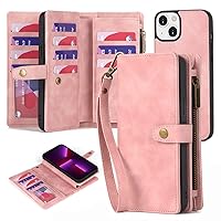Compatible with iPhone 13 Wallet Case,2 in 1 Detachable Magnetic Wallet Case with Card Holder,Zipper,Pouch Pocket Flip Cover Case with Wrist Strap,11 Card Slots for iPhone 13 6.1