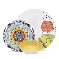 & Co. - Bright Florals Melamine Plates and Bowls Sets, Modern Dinnerware Set, Kitchen Dinnerware Sets, Indoor and Outdoor Plates, 12-Piece Kitchen Plates and Bowls Set, Dishwasher Safe, Fiesta