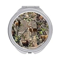 Camo Deer Camouflage Hunting Compact Mirror for Purse Round Portable Pocket Makeup Mirrors for Home Office Travel