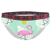 Flamingo with Pineapple Women Cotton Underwear Bikini Fashion Ladies Brief Panties, S