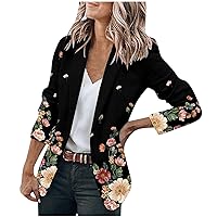 Boho Floral Blazer Jackets for Women Casual Long Sleeve Elegant Lightweight Work Office Jacket Open Front Cardigan