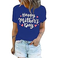 Mothers Day Shirts for Mom Happy Mother's Day Heart Print Tops Short Sleeve Daily Layering Groovy Shirt Mama Clothes