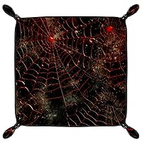 Halloween Two Spider Web Microfiber Leather Dice Trays Folding for RPG DND Table Games, Leather Dice Holder Storage Box Portable Folding Rolling Dice Tray, 20.5x20.5cm