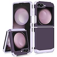 SAMONPOW for Samsung Galaxy Z Flip 5 Case, Z Flip 5 Case with Upgraded Hinge Protection Dual Layer Hard PC Soft TPU Bumper Full Body Shockproof Flip 5 Phone Case for Galaxy Z Flip 5 5G Case (Purple)