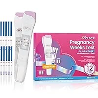 Pregnancy Test Weeks Indicator - Combo Pack 12 Tests, 2X Pregnancy Weeks Test Sticks 25 MIU/ml, 10x Pregnancy Test Strips 10 MIU/ml, Ultra Early 2 Ways Check - Tells You How Many Weeks (12 Tests)