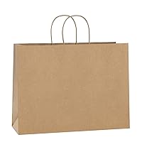 BagDream 16x6x12 Inches 50Pcs Kraft Paper Bags with Handles Bulk Brown Paper Shopping Bags Grocery Bags Mechandise Retail Bags, 100% Recyclable Large Paper Gift Bags