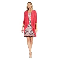 R&M Richards 2PC Solid Printed Dress & Fly Away Jacket