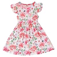 Toddler Girls Fly Sleeve Floral Prints Princess Dress Dance Party Dresses Clothes 2t Dresses for Girls Cotton