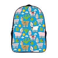 Llama and Cactus Pattern 16 Inch Backpack Durable Laptop Backpack Casual Shoulder Bag Travel Daypack