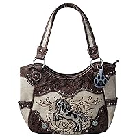 HW Collection Western Horse Embroidery Tooling Equestrian Cowgirl Concealed Carry Shoulder Handbag