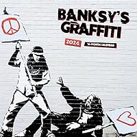 Banksy's Graffiti | 2024 12 x 24 Inch Monthly Square Wall Calendar | BrownTrout | Drawings Street Art Design