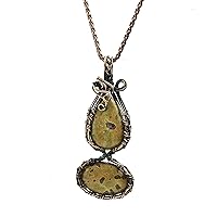 Natural Gemstone Pendant Necklace - Handmade in India with Pure Copper Wire for Healing and Chakra Balance - 20