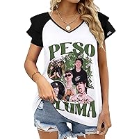 Women's Summer Cotton Short Sleeve Shirts Top,Cute V-Neck Graphic Tee Clothing