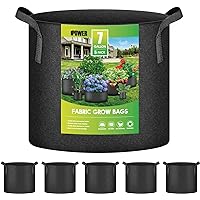 iPower 7 Gallon 5 Pack Grow Bags Nonwoven Fabric Pots Aeration Container with Strap Handles for Garden and Planting, 5-Pack Black, 7 Gallon