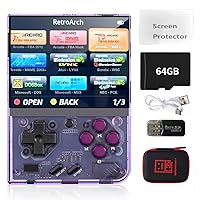 Miyoo Mini Plus Handheld Game Console,3.5 Inch IPS Classic System Retro Video Games Consoles,with 64G TF Card,Supports 12000+ Classic Games and Wireless Networt Handheld Console(Purple)