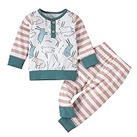 Lot of Baby Boy Clothes Girls Striped Infant Set Clothes Bunny 2PCS Easter Rabbit Tops Print Pants (White, 6-12 Months)