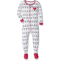 Lamaze Organic Baby Girls Stretchie One Piece Sleepwear, Baby and Toddler, Zipper, White Coils, 2T