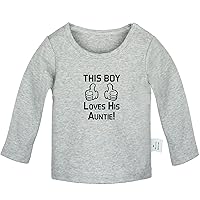 This Boy Loves His Auntie Funny T Shirt, Infant Baby T-Shirts, Newborn Long Sleeves Tops, Kids Graphic Tee Shirt