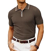 PJ PAUL JONES Mens Knitted Polo Shirts Short Sleeve Textured Pullover Golf Polo T Shirts