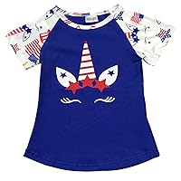 Little Girls Short Sleeve Unicorn American Flag Patriotic Summer Top T Shirt Tee