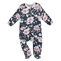 Baby One-Piece Rompers, Newborn To Infant Romper Footies, Spring Flowers Leaves