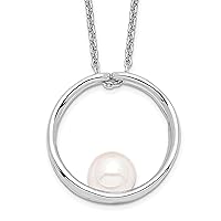 Sterling Silver RH 7-8mm White Round FWC Pearl Necklace
