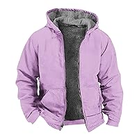 Mens Winter Full Zip Hoodies Fashion Hooded Sherpa Fleece Jackets Warm Plush Outdoor Athletic Jacket with Pockets