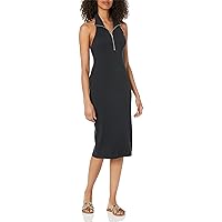 The Drop Women's One Size Madelyn Fitted Half Zip Halter Midi Dress