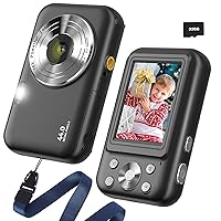 Digital Camera, FHD 1080P Digital Camera for Kids with 32GB Card, Vlogging Camera for Video Anti-Shake, Portable Point and Shoot Camera Fill Flash 16X Zoom, Small Camera for Travel—Black