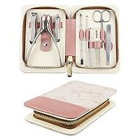 Manicure Set, Nail Clippers Set, Pedicure Kit, Stainless Steel Manicure Kit Personal Care Tools With PU Leather Case Travel Grooming Kit(Coffee)