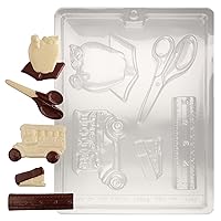 Cybrtrayd Life of the Party Teacher's Kit Apple, Ruler, Schoolbus, Stapler Chocolate Candy Mold in Sealed Protective Poly Bag Imprinted with Copyrighted Cybrtrayd Molding Instructions