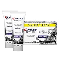 Crest 3D White Whitening Therapy Charcoal Deep Clean Fluoride Toothpaste, Invigorating Mint, 3.5 Ounce, Pack of 2