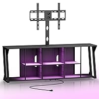 TV Stand with Mount,Length 71 inch LED TV Stand for 32~85 inch TVs,Swivel TV Stand Mount with LED Lights and 4AC Power Outlet,Corner TV Stand with Height Adjustable Mount, Entertainment Center
