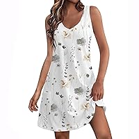 Women's Summer Dresses 2024 Casual Sundress with Pockets Boho Beach Dress T-Shirts V Neck Loose Tank Dresses, S-3XL