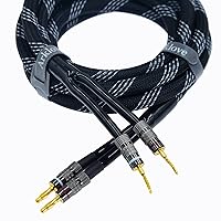 1pcs 6ft 14awg Premium Heavy Duty Braided Wire Dual Banana to Screw-Type 2 pin Gold Plated Plug Speaker Cable OFC Oxygen-Free Copper