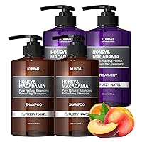 KUNDAL Sulfate Free Shampoo and Conditioner BULK SET for Repairing Dry Damaged hair with Argan Oil, Fuzzy Navel, Sulfate Free & Paraben Free, 4 bottles