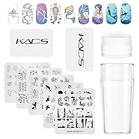 5PCS Ocean Mermaid Series Nail Stamping Plates and Stamoer and Scraper Kit