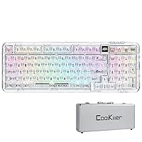 CoolKiller CK98 Wireless Mechanical Keyboard, Rechargeable Gaming Keyboard with RGB Backlit, Hot Swappable Keyboard with Gasket Structures for Windows/Mac (White with Metal Box,Ice Switches)