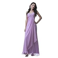 Women's Beaded Long Dress With Spaghetti Straps & Draped Front