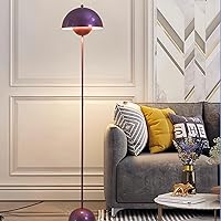 COSYLUX Modern Floor Lamp for Living Room, Industrial Tall Standing Lamp for Bedroom, Metal Shade Reflecting Light Reading Floor Lamp for Office, Nursery Room, Corner(Pearl Purple)